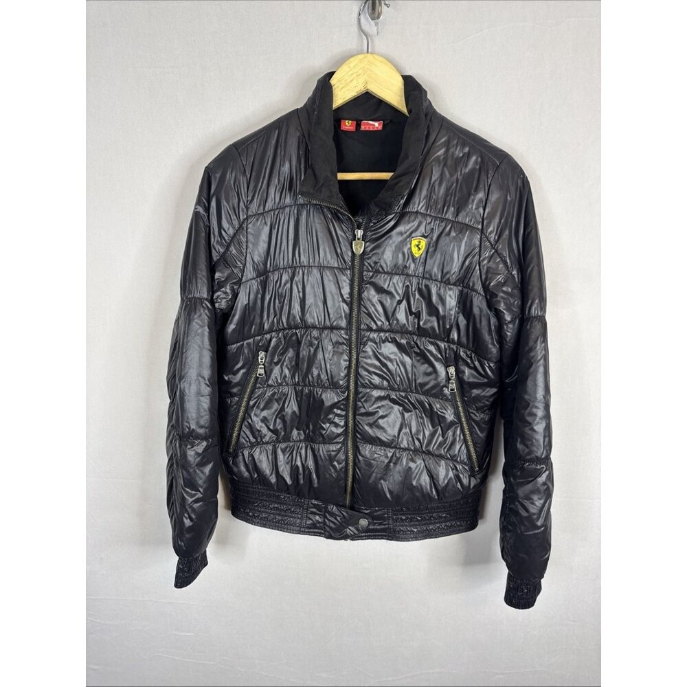 Puma Ferrari Jacket Womens S Black Puffer Quilted Scuderia Full Zip‎